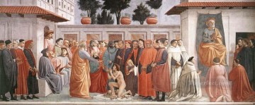 Raising du fils de Théophile et de saint Pierre enchâssé Christianisme Quattrocento Masaccio Peinture à l'huile